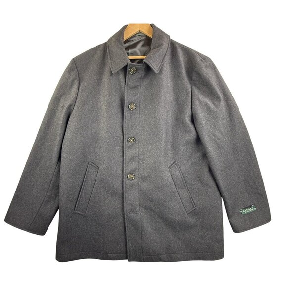 Lauren Ralph Lauren Coat Mens XL Gray Wool Button Front Full Zip Topcoat Jacket